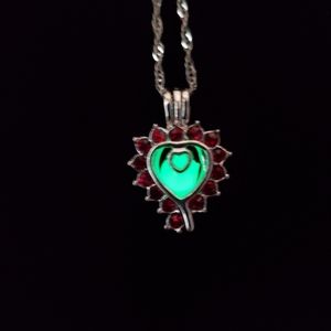 Glow in the dark heart necklace.